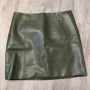 Bagatelle Olive Leather Skirt